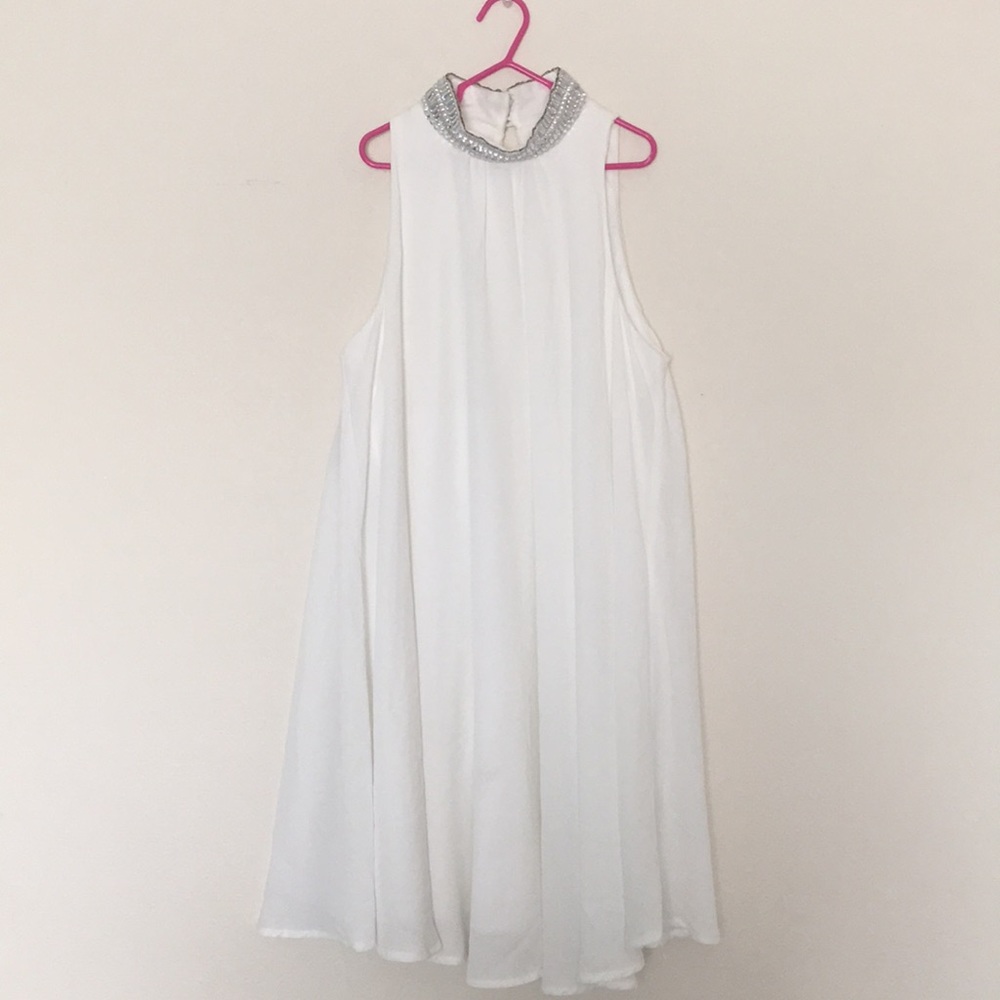 White cocktail dress with rhinestones